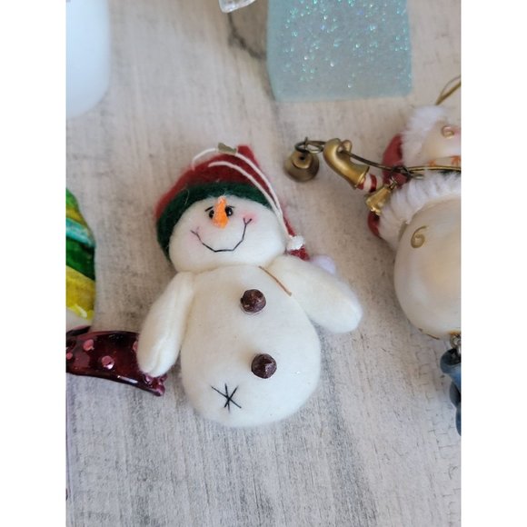 Snowmen variety lot glitter set snow ornament Xmas - Picture 6 of 12